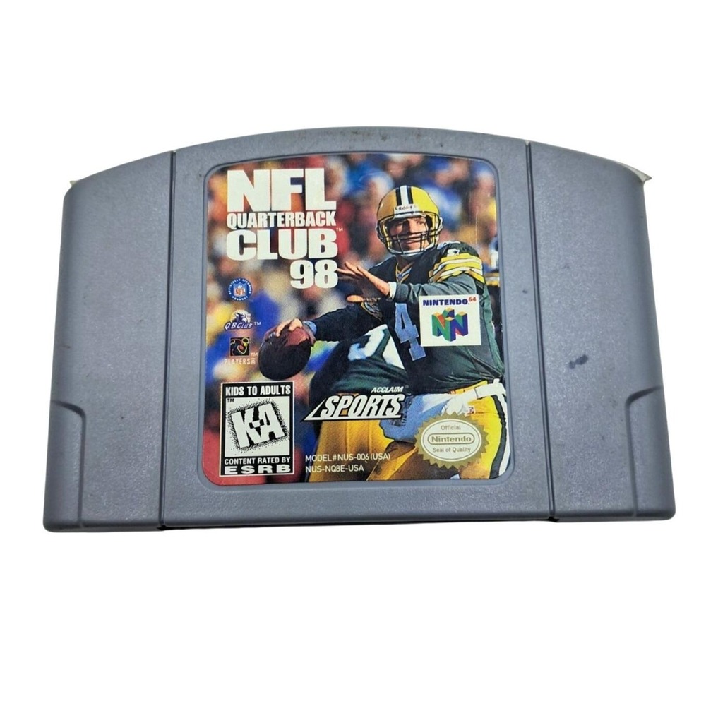 Nintendo NFL Quarterback Club 98 N64 Grey Cartridge‎ Brett Favre Sports Game